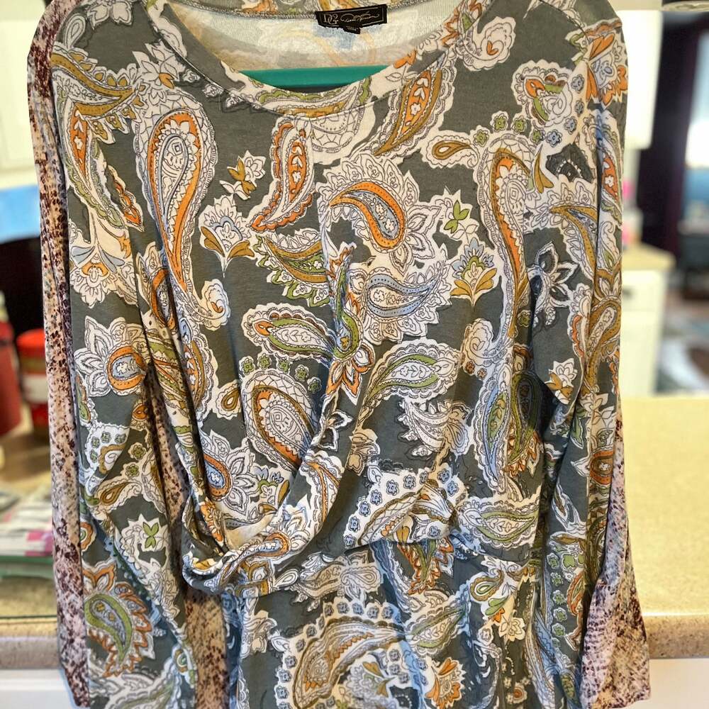 Diane Gilman Printed Drape Front Top - TSC.ca
